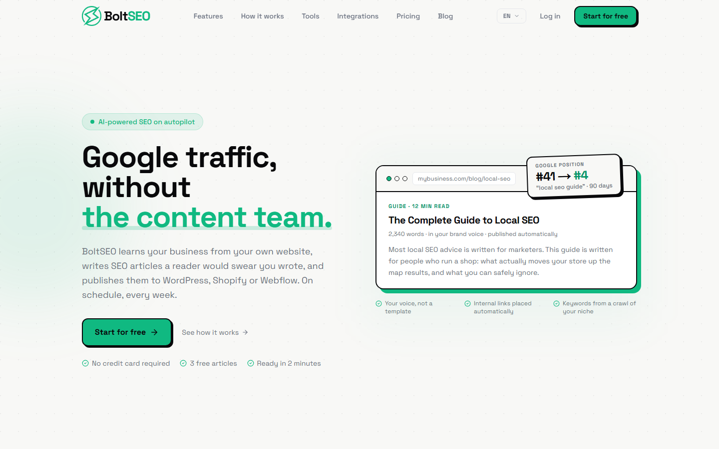 BoltSEO on desktop
