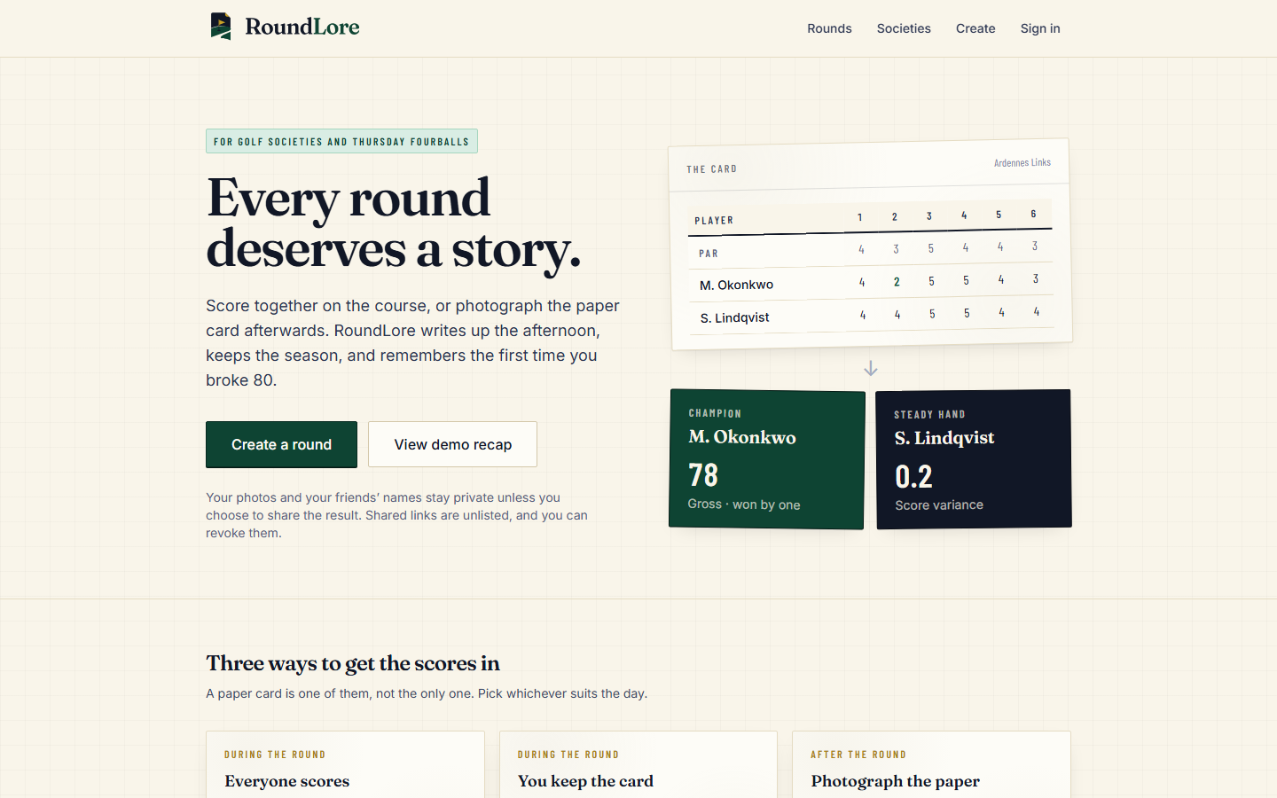 RoundLore on desktop